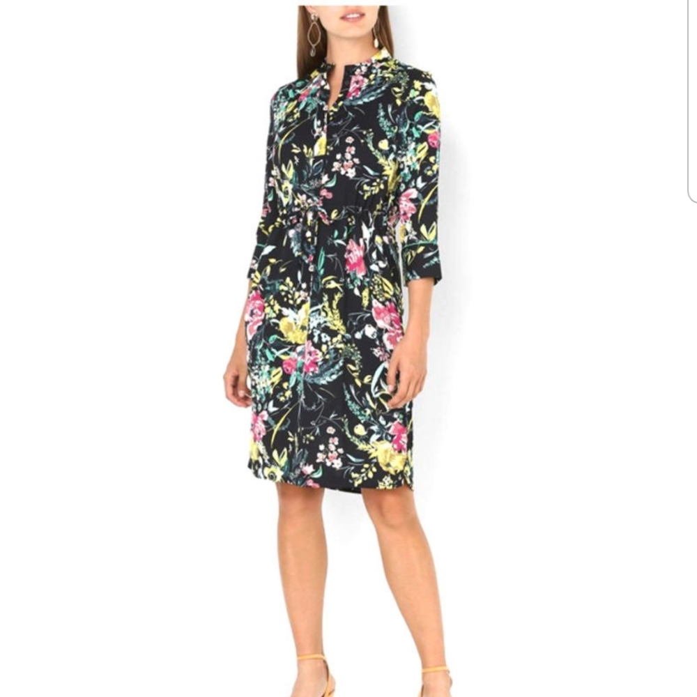 VERO MODA 3/4 HIGHNECK FLORAL PRINT DRESS SIZE L